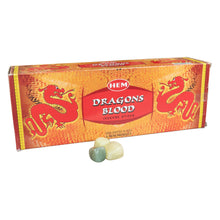 Load image into Gallery viewer, "Display case of Dragon's Blood 20pk that comes with 6 containers with three green crystals in front on a white background," - Down to Earth.