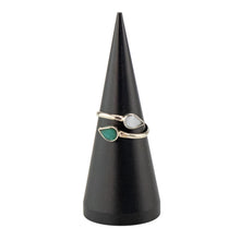 Load image into Gallery viewer, Dual Crystal Ring White & Green on a white background - Down To Earth