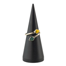 Load image into Gallery viewer, Dual Crystal Ring Yellow & Green on a white background - Down To Earth