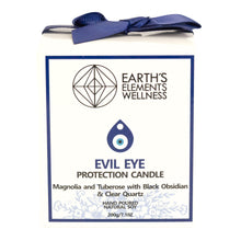 Load image into Gallery viewer, Evil Eye Protection Candle front side of packaging displayed on a white background - Down To Earth