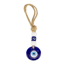 Load image into Gallery viewer, Evil Eye Mobile Hanger Blue with white background front - Down To Earth