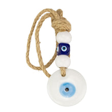 Load image into Gallery viewer, Evil Eye Mobile Hanger White with white background folded - Down To Earth