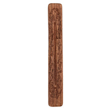 Load image into Gallery viewer, Floral Carved Wood Incense Holder on a white background - Down to Earth