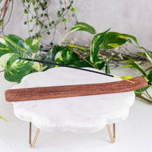 Load image into Gallery viewer, Floral Carved Wood Incense Holder on a marble surface - Down to Earth