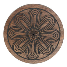 Load image into Gallery viewer, Floral Upright Incense Holder Dark front side displayed on a white background - Down To Earth