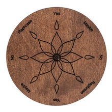 Load image into Gallery viewer, Wooden Flower Pendulum Board brown front side displayed on a white background - Down To Earth