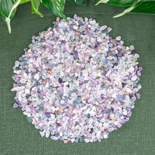 Load image into Gallery viewer, Fluorite Crystal Chips on a green cloth styled photo - Down to Earth