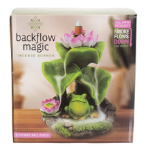 Load image into Gallery viewer, Frog Backflow Incense Burner Packaging front facing on a white background - Down to Earth