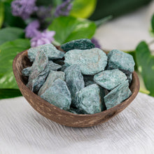 Load image into Gallery viewer, Fuchsite Raw side angle in a coconut shell - Down To Earth