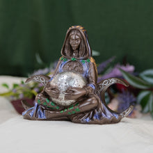Load image into Gallery viewer, Gaia Moon Statue with a floral background side - Down to Earth
