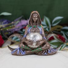 Load image into Gallery viewer, Gaia Moon Statue with a floral background front side - Down to Earth