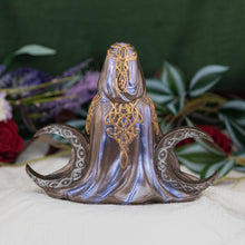 Load image into Gallery viewer, Gaia Moon Statue with a floral background back side - Down to Earth