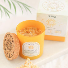 Load image into Gallery viewer, Gemini Zodiac Candle with Crystals and Matching Gift Box Styled Photo - Down To Earth
