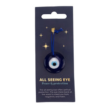 Load image into Gallery viewer, Glass Evil Eye Protection Charm on packaging on a white background - Down To Earth