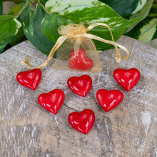 Load image into Gallery viewer, Glass Hearts Red on a wooden surface - Down to Earth