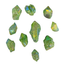 Load image into Gallery viewer, 1 lb of Green Aura Quartz Point on a white background - Down To Earth