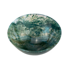 Load image into Gallery viewer, Small Green Moss Agate Bowl on a white background top angle - Down to Earth