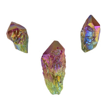 Load image into Gallery viewer, Green & Red Aura Quartz Point on a white background - Down To Earth