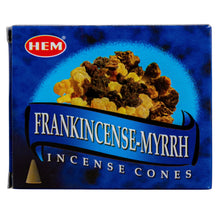Load image into Gallery viewer, HEM Incense Cones Frankincense-Myrrh on a white background - Down to Earth