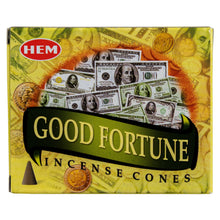 Load image into Gallery viewer, HEM Incense Cones Good Fortune on a white background - Down to Earth