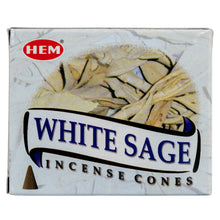 Load image into Gallery viewer, HEM Incense Cones White Sage on a white background - Down to Earth