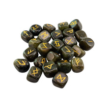 Load image into Gallery viewer, "Side angle of a Labradorite Rune Set on a white background," - Down to Earth.