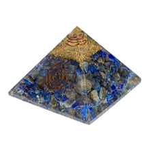Load image into Gallery viewer, Lapis Lazuli Orgone Crystal Chip Pyramid Side Angle - Down To Earth