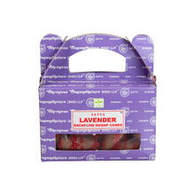 Load image into Gallery viewer, "Single package of Lavender Satya Backflow Dhoop Cones on a white background," - Down to Earth.