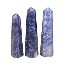 Load image into Gallery viewer, "Three Lepidolite Towers on a white background," - Down to Earth.