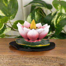 Load image into Gallery viewer, Lotus BackFlow Icnense Burner with cone on a style background - Down To Earth