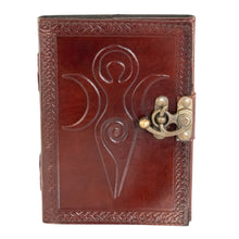 Load image into Gallery viewer, Moon Goddess Leather Journal front facing on a white background - Down To Earth