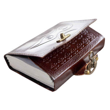 Load image into Gallery viewer, Maiden Mother Moon Leather Journal with Lock Details - Down To Earth