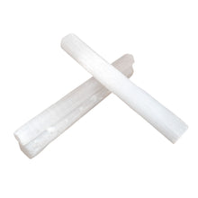 Load image into Gallery viewer, "Three medium Raw Selenite wands on a white background," - Down to Earth.