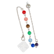Load image into Gallery viewer, Clear Quartz Obsidian Merkaba Pendulum on a white background - Down To Earth
