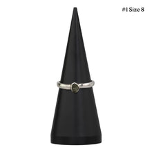 Load image into Gallery viewer, Moldavite Ring #1 size 8 displayed on a white background - Down to Earth