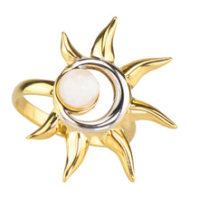 Load image into Gallery viewer, Moon & Sun Adjustable Ring front facing on a white background - Down To Earth