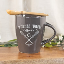 Load image into Gallery viewer, Mug Spoon Set Witches Coffee Spoon on top Flower and White Background - Down To Earth