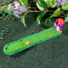 Load image into Gallery viewer, Mushroom Incense Burner on a green cloth styled photo - Down to Earth