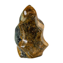 Load image into Gallery viewer, "3.5 inches Ocean Jasper Flame Point on a white background," - Down to Earth.