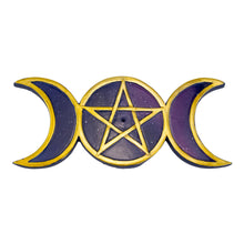 Load image into Gallery viewer, Pentagram and Triple Moon Incense Burner front facing on a white background - Down To Earth
