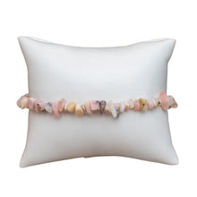 Load image into Gallery viewer, Crystal Chip Bracelet Pink Opal on white pillow - Down To Earth