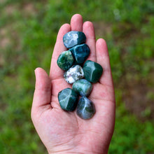 Load image into Gallery viewer, Polished Green Moss Agate in the Palm of a Hand - Down To Earth
