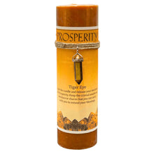 Load image into Gallery viewer, Prosperity Tiger Eye Crystal Energy Pillar Candle - Down To Earth