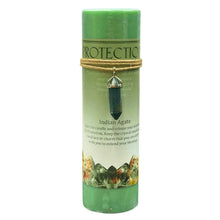 Load image into Gallery viewer, Protection Indian Agate Crystal Energy Pillar Candle - Down To Earth
