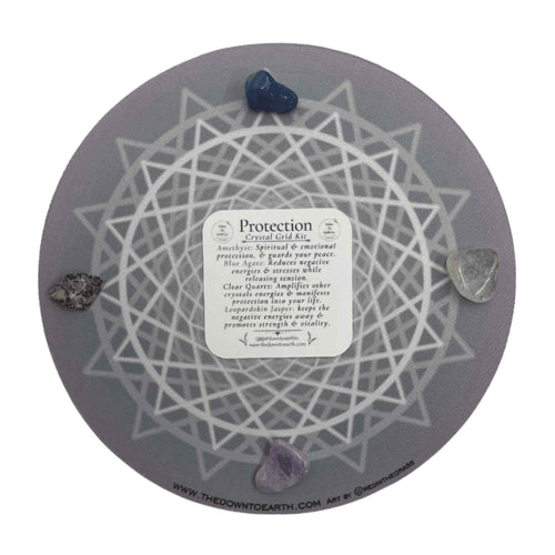 Protection Crystal Grid Kit Laid Out - Down To Earth