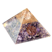 Load image into Gallery viewer, Orgonite Crystal Pyramid Amethyst side angle - Down to Earth