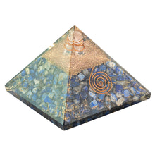 Load image into Gallery viewer, Orgonite Crystal Pyramid Lapis side angle - Down to Earth