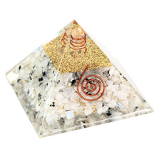 Load image into Gallery viewer, Orgonite Crystal Pyramid Moonstone side angle - Down to Earth