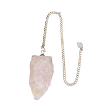 Load image into Gallery viewer, Raw Rose Quartz Pendulum on a white background - Down to Earth