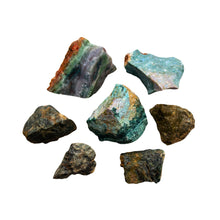 Load image into Gallery viewer, "Seven pieces of raw Sea Jasper on a white background," - Down to Earth.